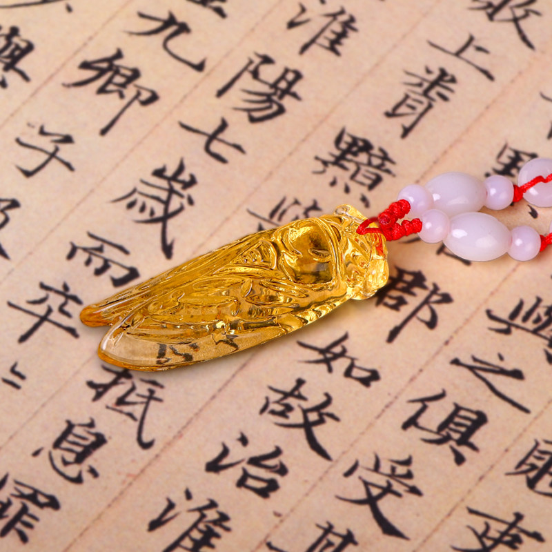 水晶一鸣惊人金蝉吊坠祝福礼物考试挂件蝉鸣迎禄项链