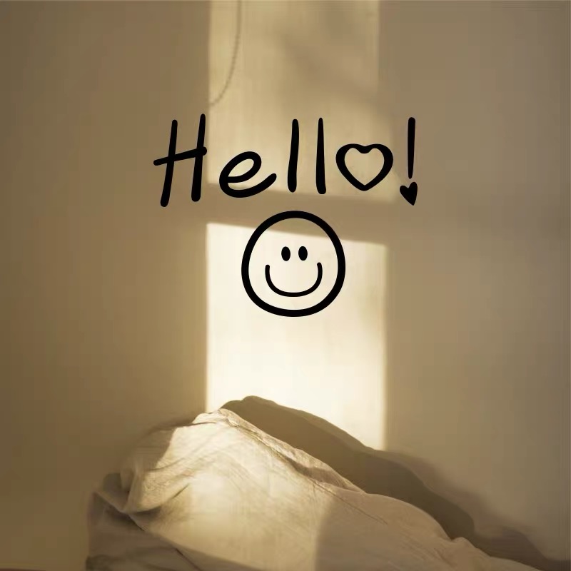 hello窗玻璃橱窗店铺贴画装饰金色ins你好北欧墙贴