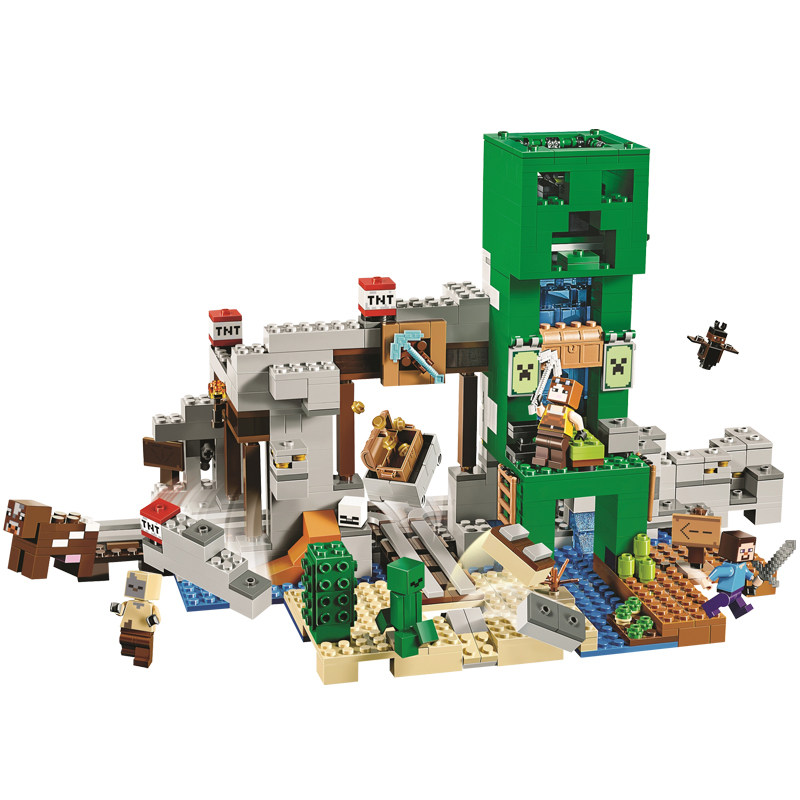 乐高21155我的世界苦力爬行者矿井矿洞寻宝男孩子塑料积木
