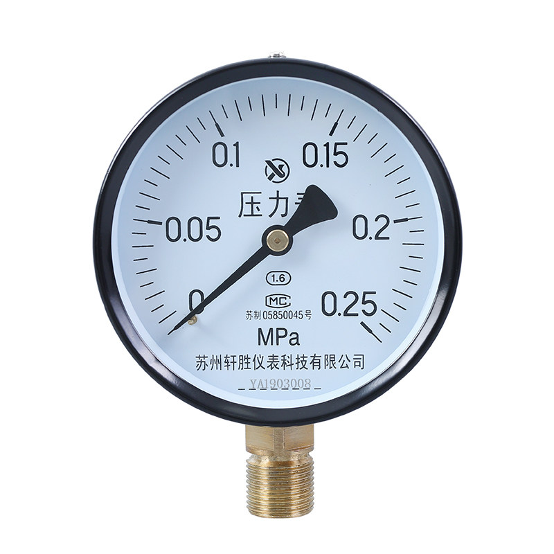 压力表y100025mpa普通水气两用指针式就地显示压力表