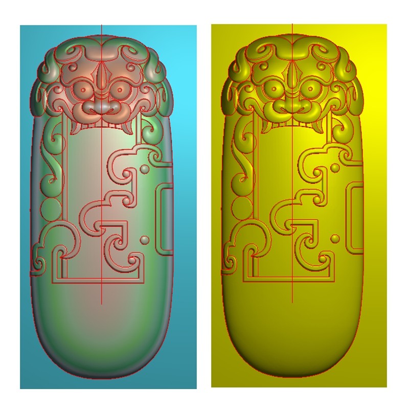 1621仿古兽头挂件浮雕精雕jdp灰度bmp格式设计素材