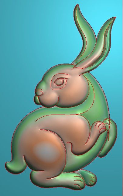 1448生肖兔子浮雕精雕jdp灰度bmp格式玉雕设计素材