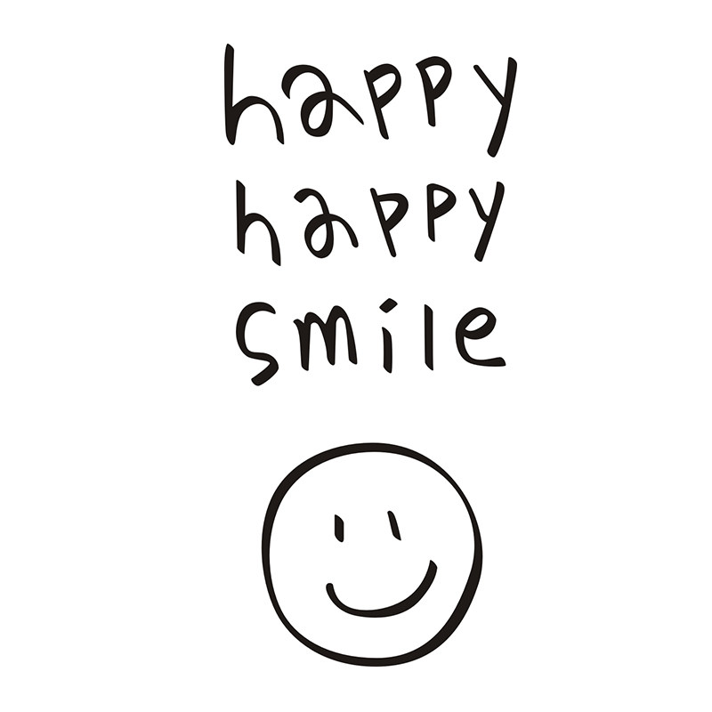 happysmile开心笑脸贴纸卧室服装服装店店铺橱窗窗玻璃墙贴