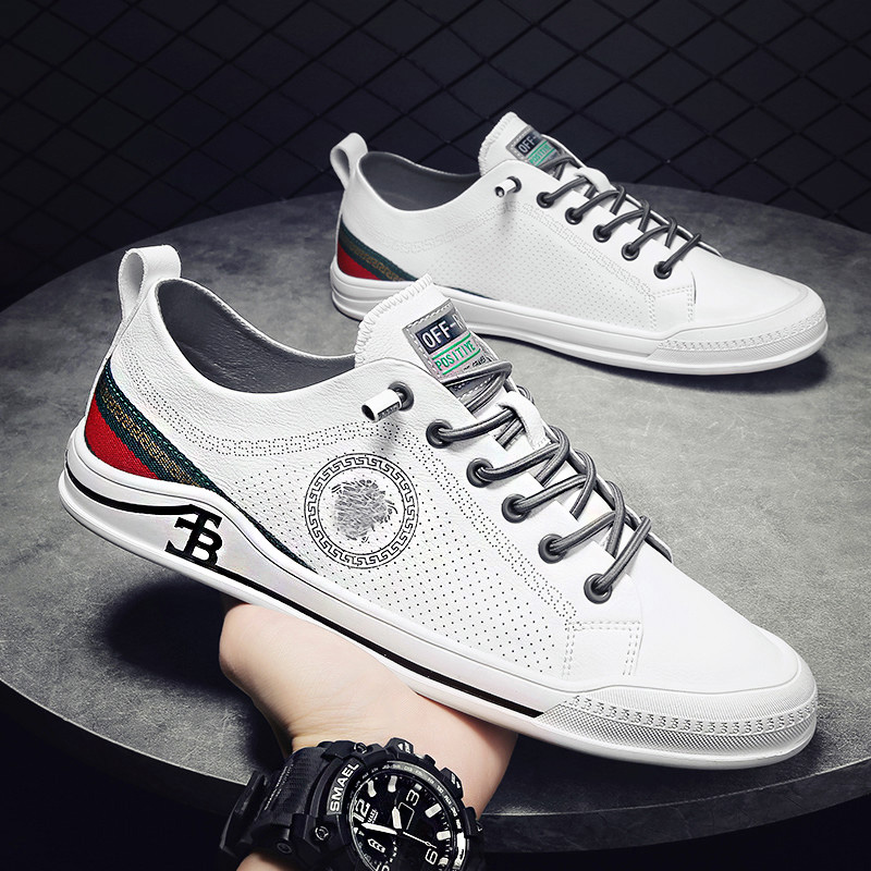 欧洲站男鞋夏季2022年新款潮真皮男士板鞋透气薄款百搭休闲小白鞋