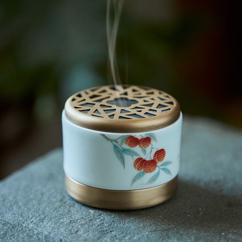 勾画手工茶道香炉手绘陶瓷香器原创设计便携茶道