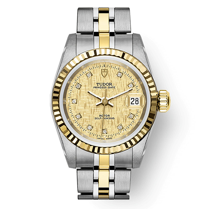 瑞士帝舵tudor公主系列镶钻间金钢带自动自动机瑞士腕表