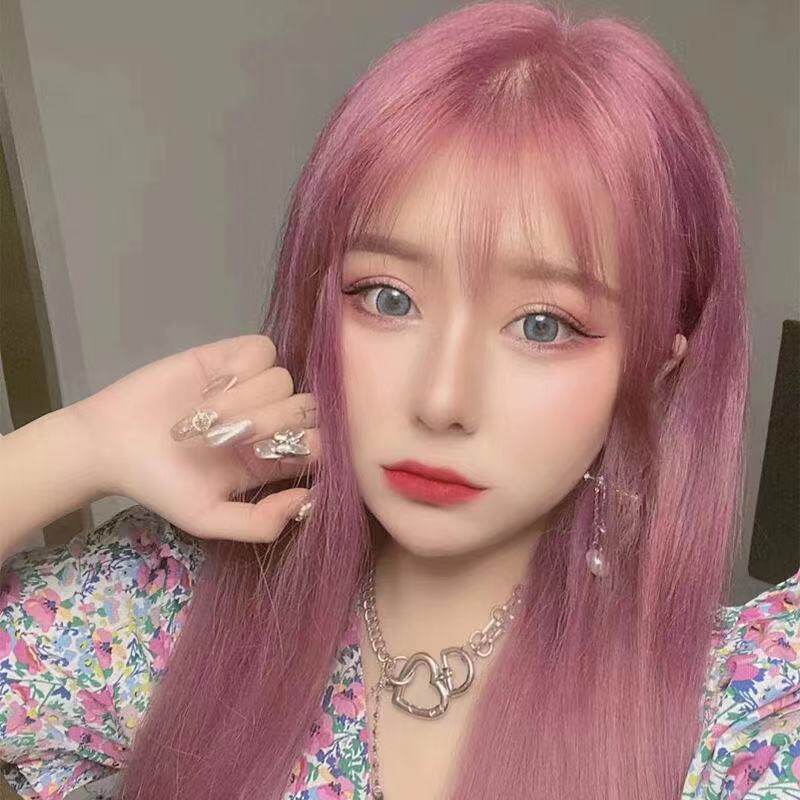 超显白樱花粉网红2021流行色染发剂自己染紫粉棕色植物染发膏