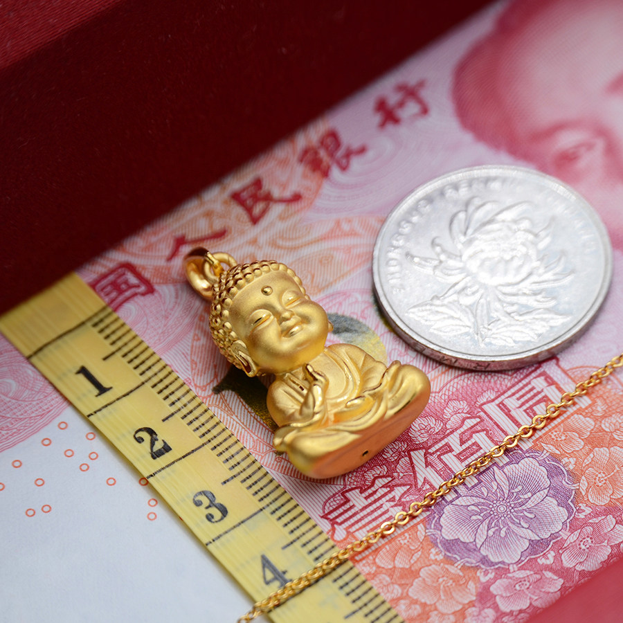 足金999纯金如来佛3d硬金送妈妈黄金吊坠虎年本命佛男女项链金佛