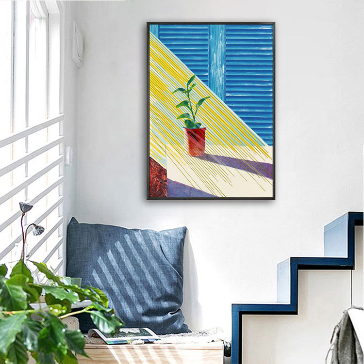 blueeye霍克阳台花蕊油画挂画蓝花花瓶电表现代装饰画