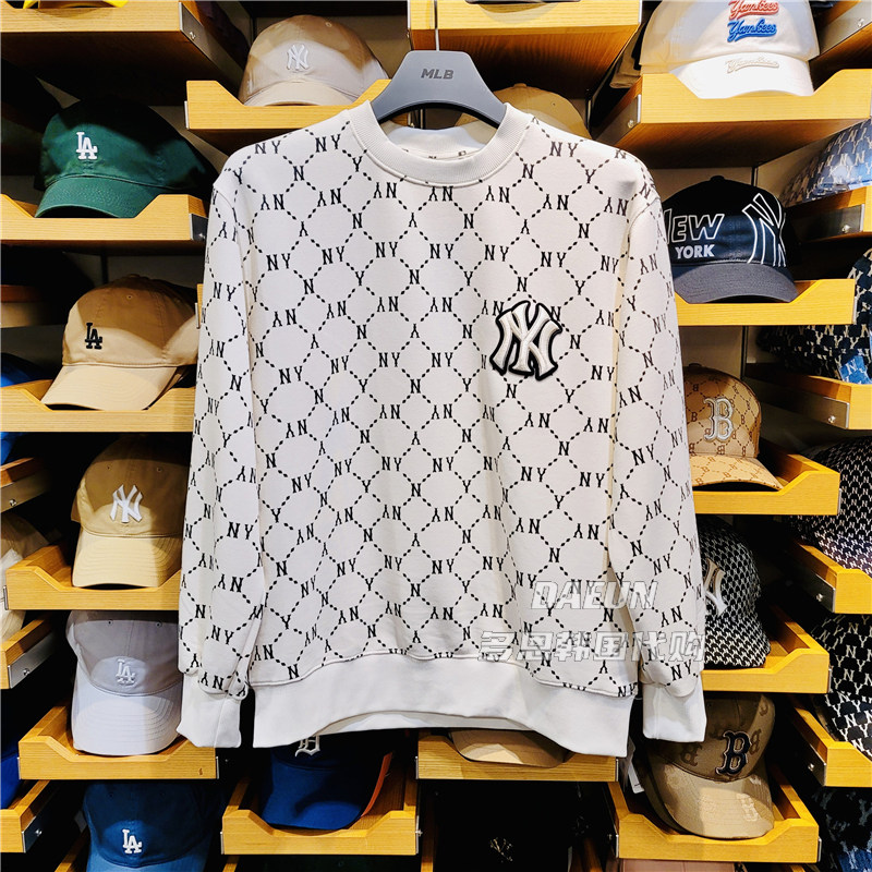 mlb韩国男女ny老花字母明星同款潮牌宽松卫衣