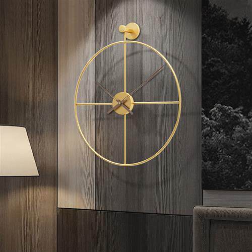 北欧ins风挂钟饰格金色西班牙铁艺挂钟美式欧风摩托车遮阳伞