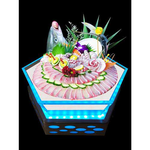 海鲜优选品质刺身冰盘创意亚克力刺身盘盘大干冰led导光板