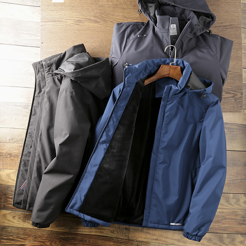 加绒加厚夹克外套！外贸尾货男士秋冬防风防水户外休闲连帽棉服潮