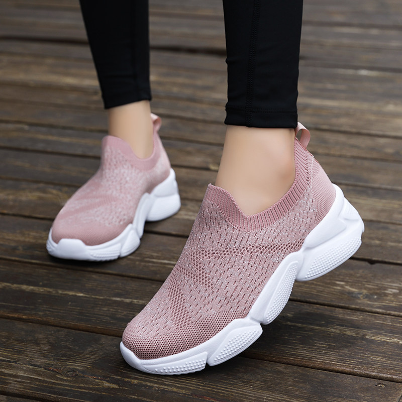 孕妇秋季外穿大码脚浮肿一脚脚蹬防滑软底飞织单鞋