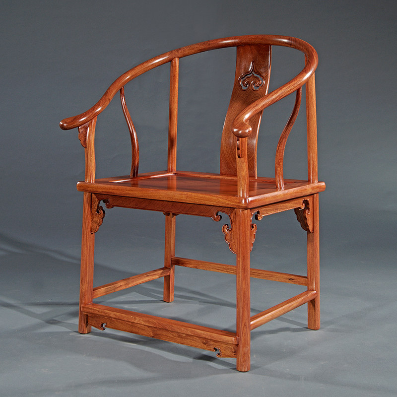 聚航红木家具全缅甸花梨木圈椅仿古中式实木太师椅圆椅休闲椅围椅