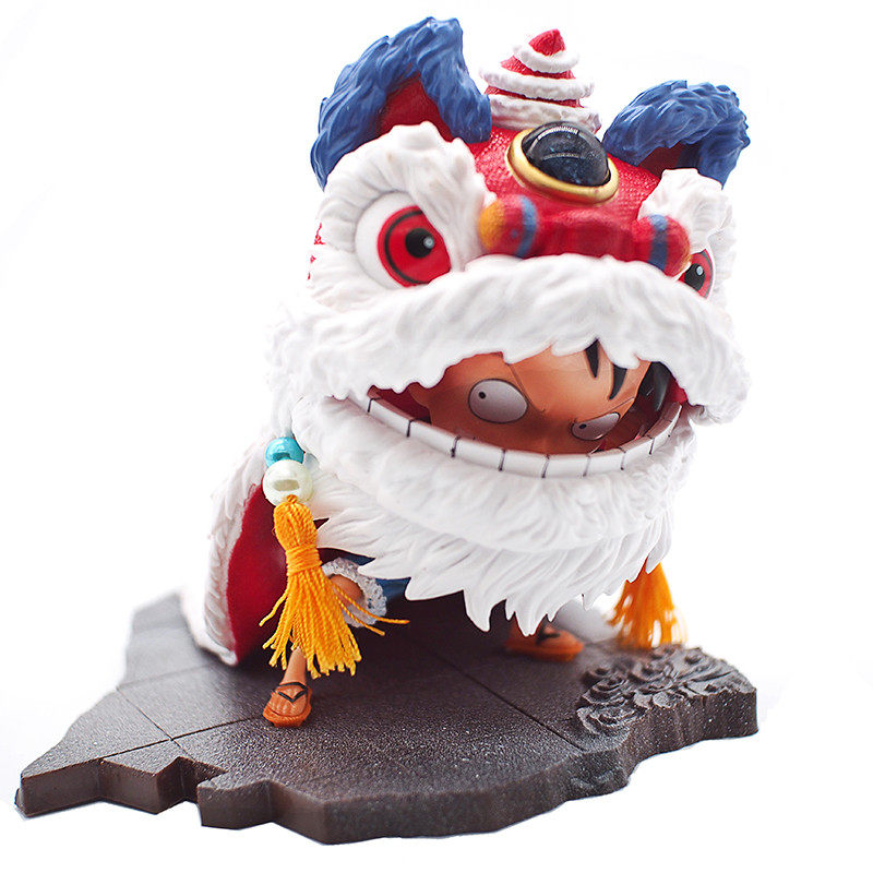 海贼王汽车摆件春节舞狮路飞手办创意公仔玩偶摆件