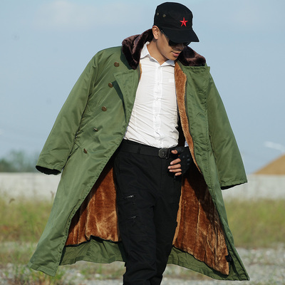 劳保棉袄保暖加长款黄军大衣男加保安防寒服冷库工作服军迷大衣 原价