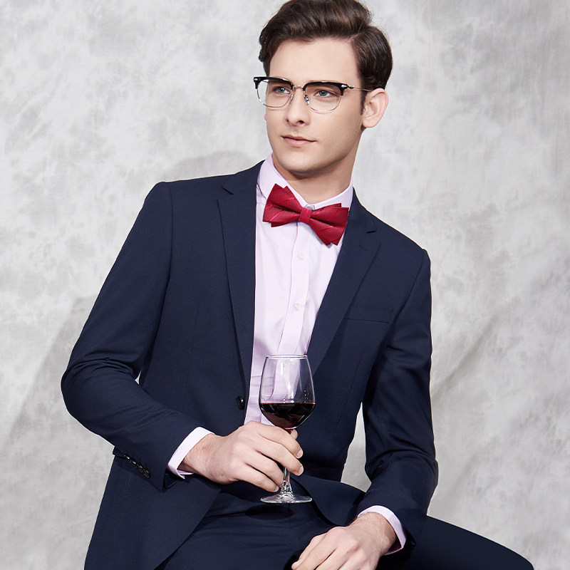 男士纯色红色新郎结婚领结伴郎婚礼蝴蝶结西装领结