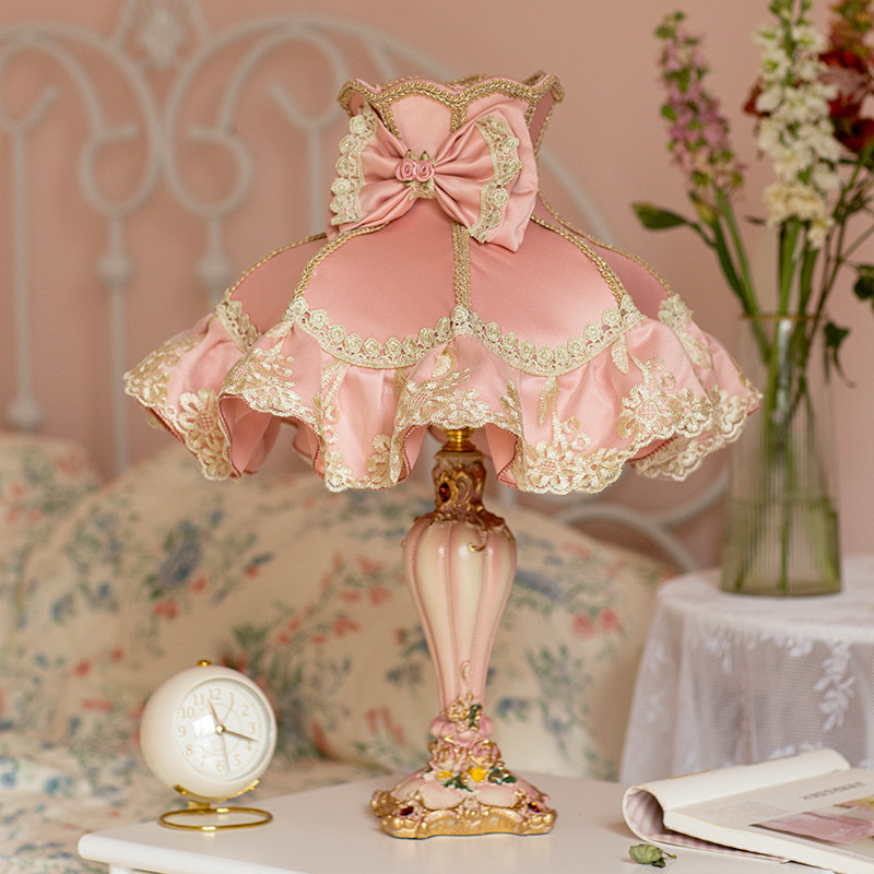 欧式台灯公主奢华高档头灯床头卧室粉色女孩装饰台灯