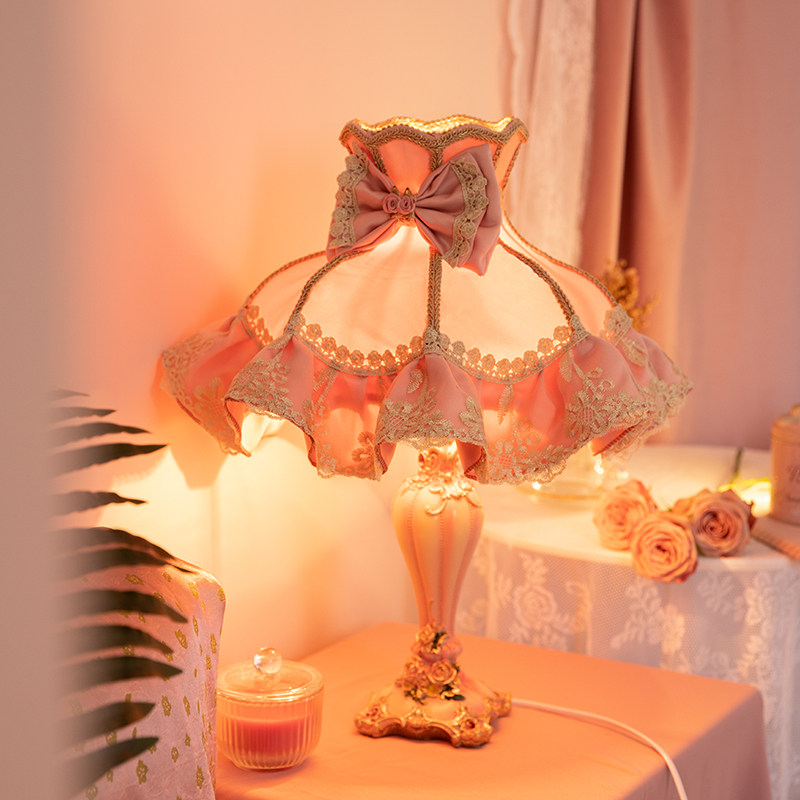 欧式台灯公主奢华高档头灯床头卧室粉色女孩装饰台灯