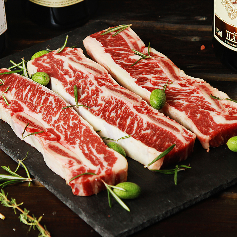 古龙澳洲进口雪花牛排牛仔骨200g*4袋原切带骨谷饲牛小排整切新鲜