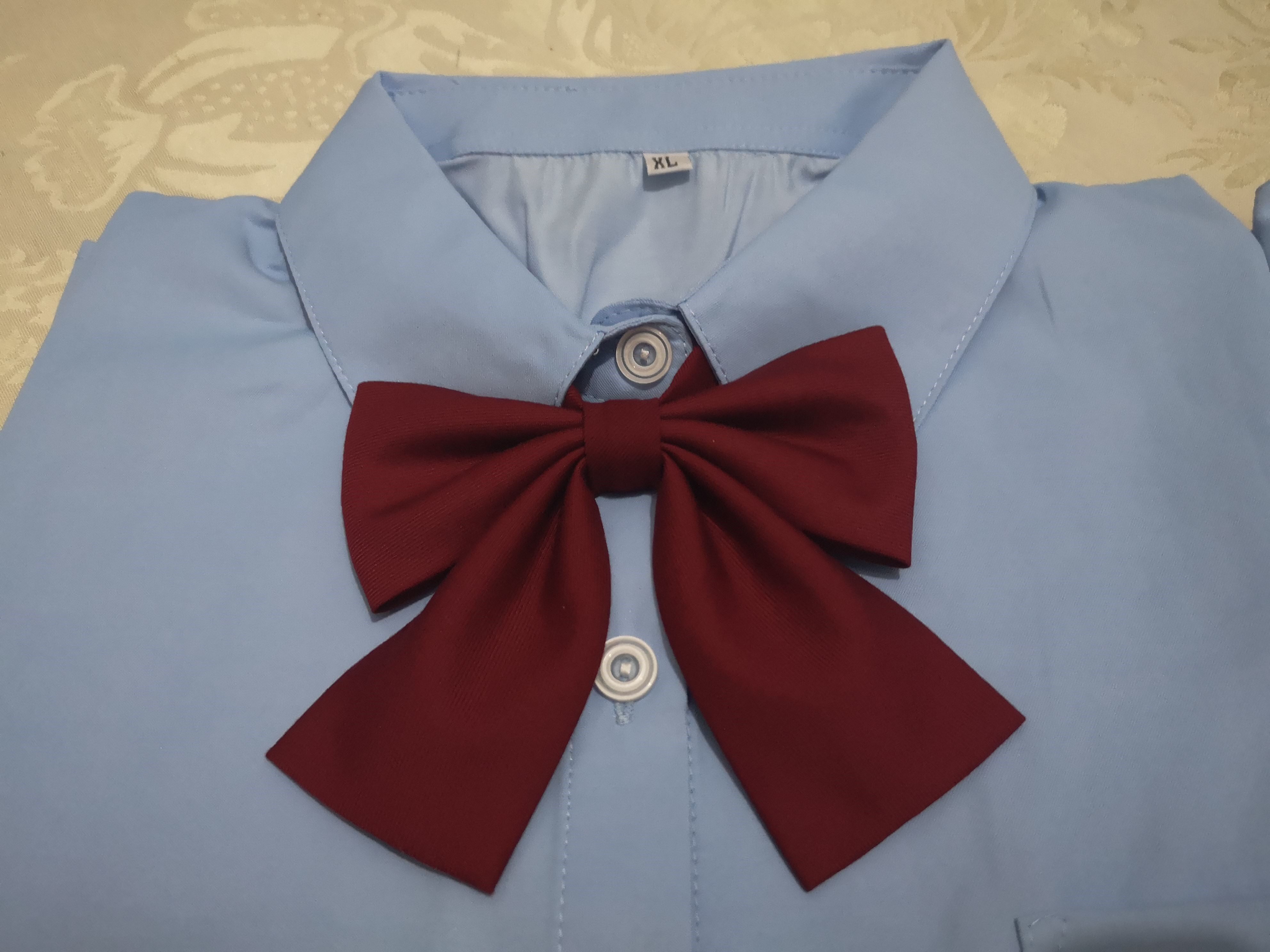 jk衬衫夏季制服水色角襟丸襟短袖蓝色尖领衬衫