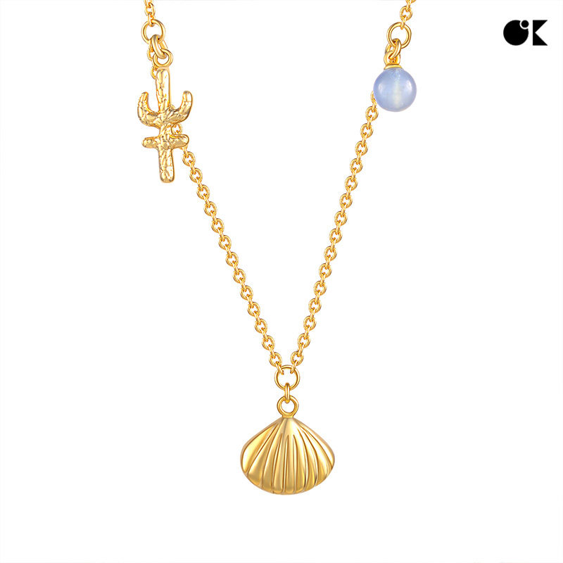 ok海洋项链海蓝宝三叉戟海贝系列之谜amourmer项链