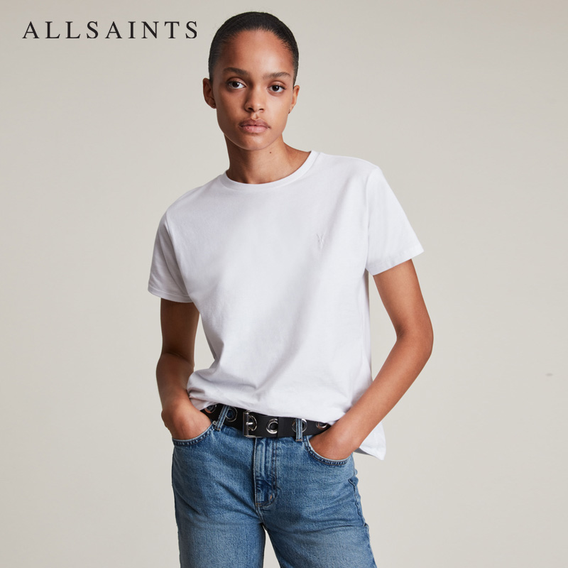 allsaints女士短袖羊头刺绣内搭打底2022夏季新款t恤