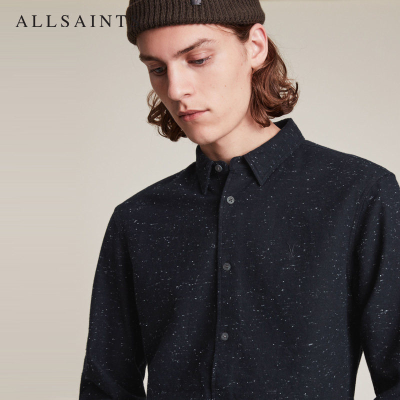 allsaints男士elmira衬衫21年秋季羊头刺绣长袖上衣衬衫