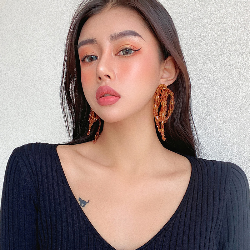 时尚气质水晶吊吊耳环夸张耳坠高级大气长款耳环