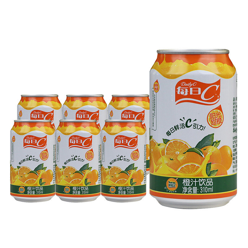 康师傅每日c橙汁饮料 310ml*8罐 包邮