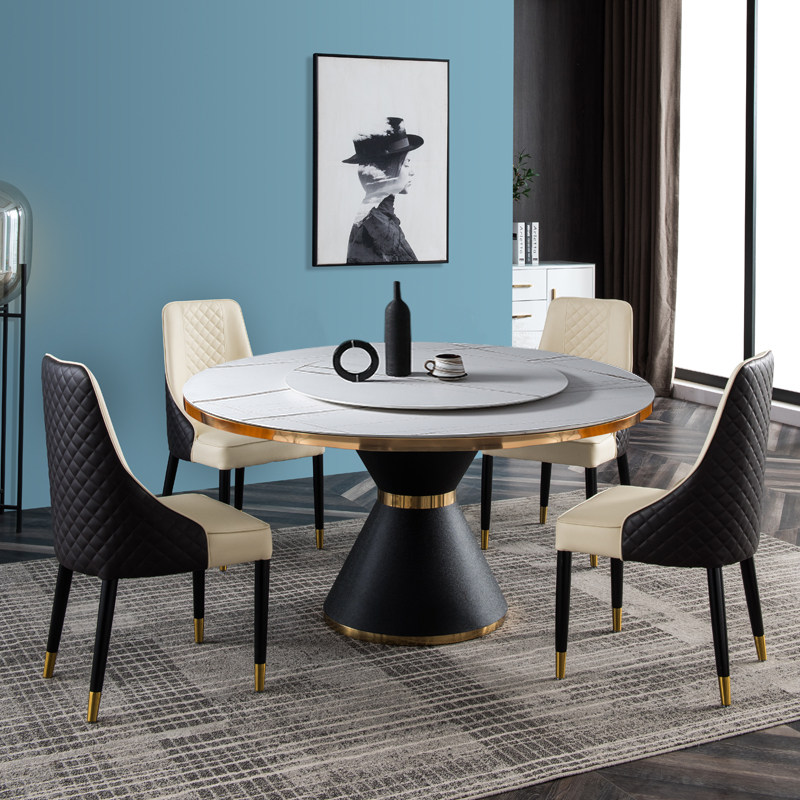 餐桌岩板大理石圆桌意式家用进口北欧小户户型岩板餐桌