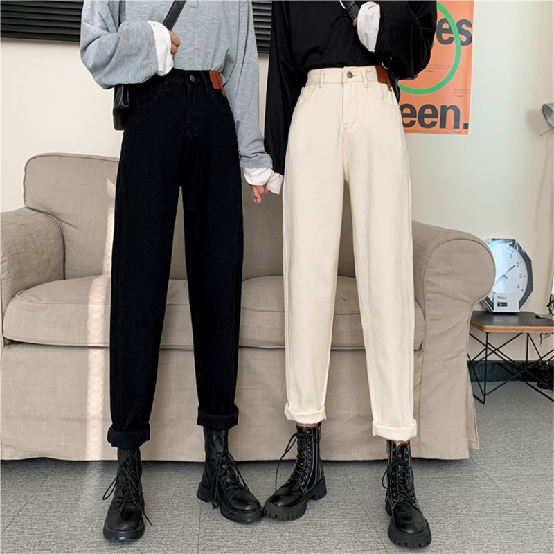 2022年新款牛仔裤女春夏高腰显瘦直筒宽松萝卜哈伦裤大码老爹裤子