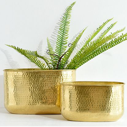 进口美式轻奢黄铜花盆金色法式金属大号花器套花盆