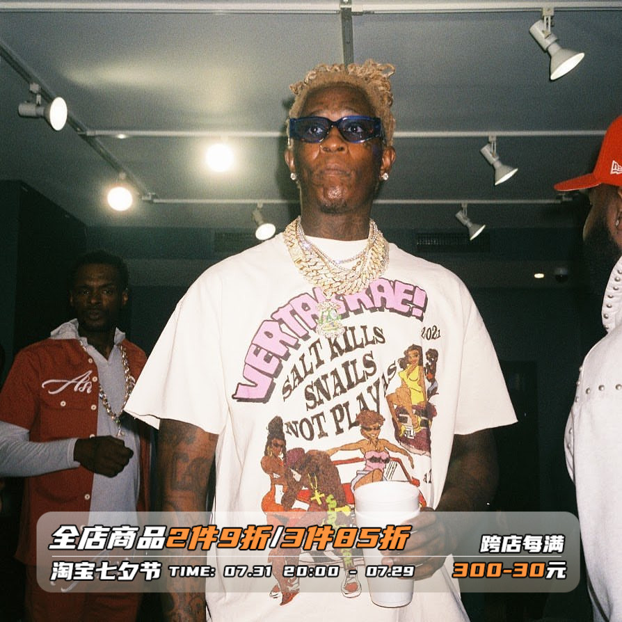 美式复古vtg高街白色设计感短袖t恤男vintage欧美嘻哈西海岸半袖