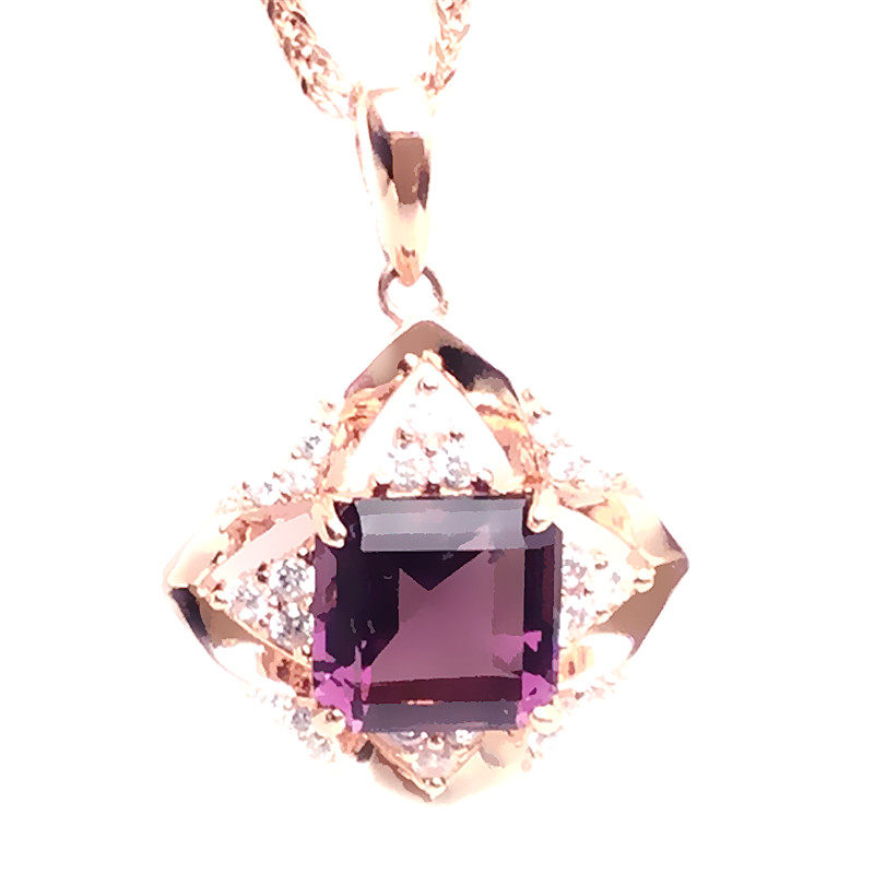 满洲里欧雅企业店铺纯俄罗斯585紫金紫色宝石套装欧洲14k玫瑰金