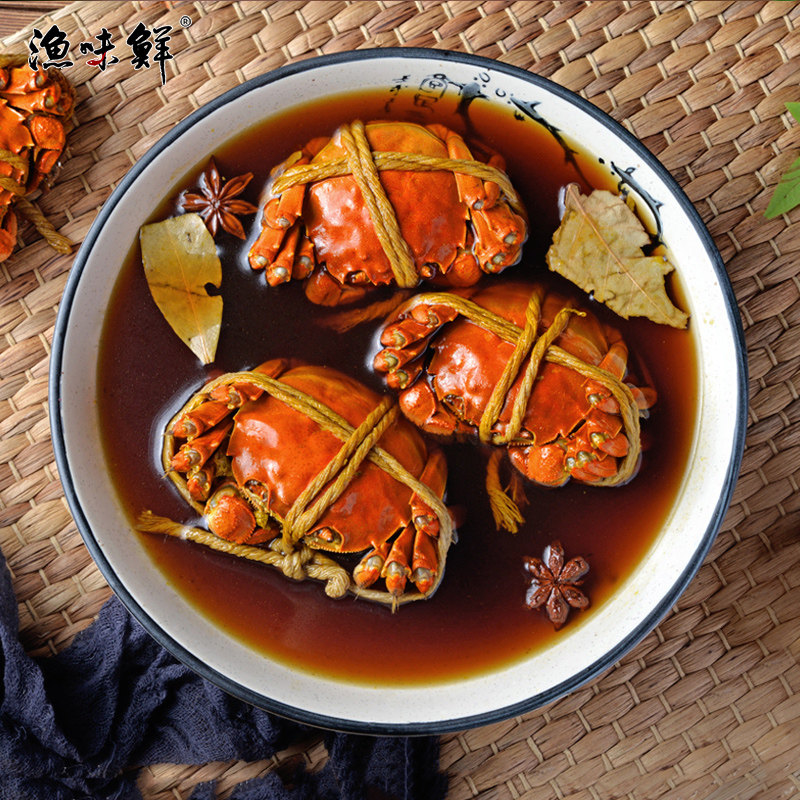 醉蟹熟醉蟹花雕醉蟹腌螃蟹即食熟醉河蟹大闸蟹全母6只盒装海鲜-mc母婴