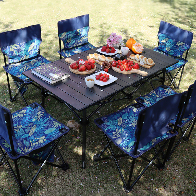 户外折叠桌椅套装便携式自驾游露营野餐烧烤桌子铝合金车载蛋卷桌