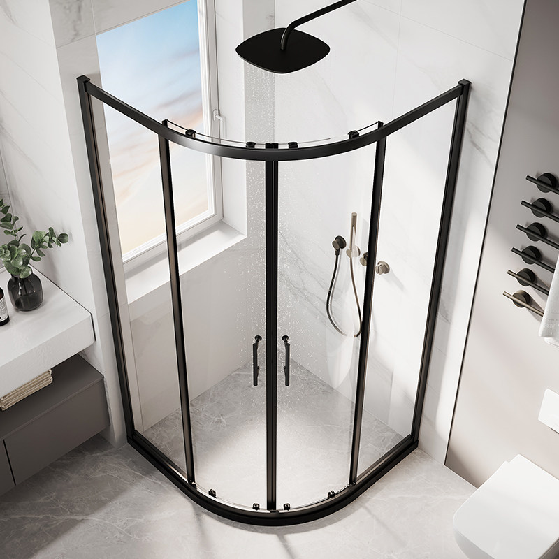 箭牌黑色简易淋浴房整体卫生间干湿分离隔断半圆整体淋浴房