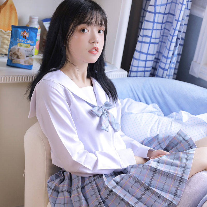 jk制服水手套装秋冬软妹日系少女女学生天蓝cosplay女装