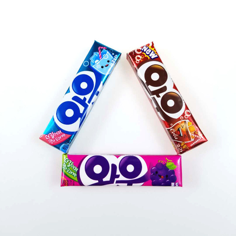 韩国原装进口lotte乐天哇呜口香糖5片可乐苏打葡萄口香糖