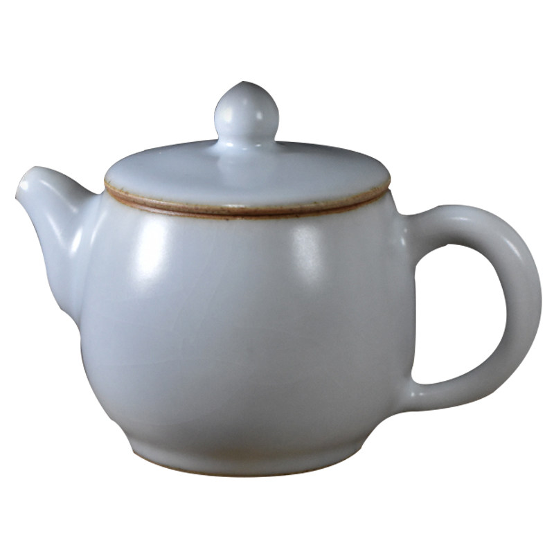 手工月白汝窑开片现代简约白色茶壶景德镇家用陶瓷茶壶