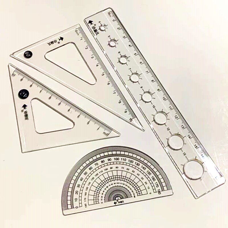 学生用套尺套装直尺量角器三角板波浪件套多功能文具各类尺