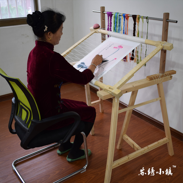 苏绣小镇苏绣diy实木绣花绷架全套绣架三角凳三脚架送搁手板针插