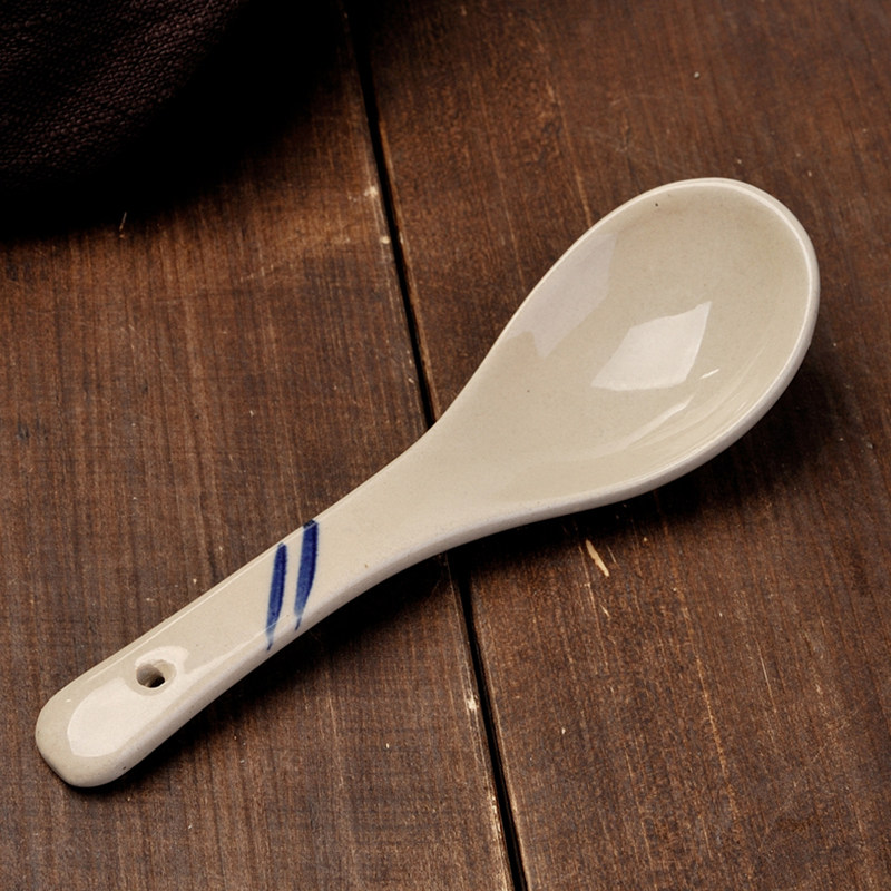 陶瓷调羹勺子日式餐具餐勺汤匙莲花汤更手绘调羹