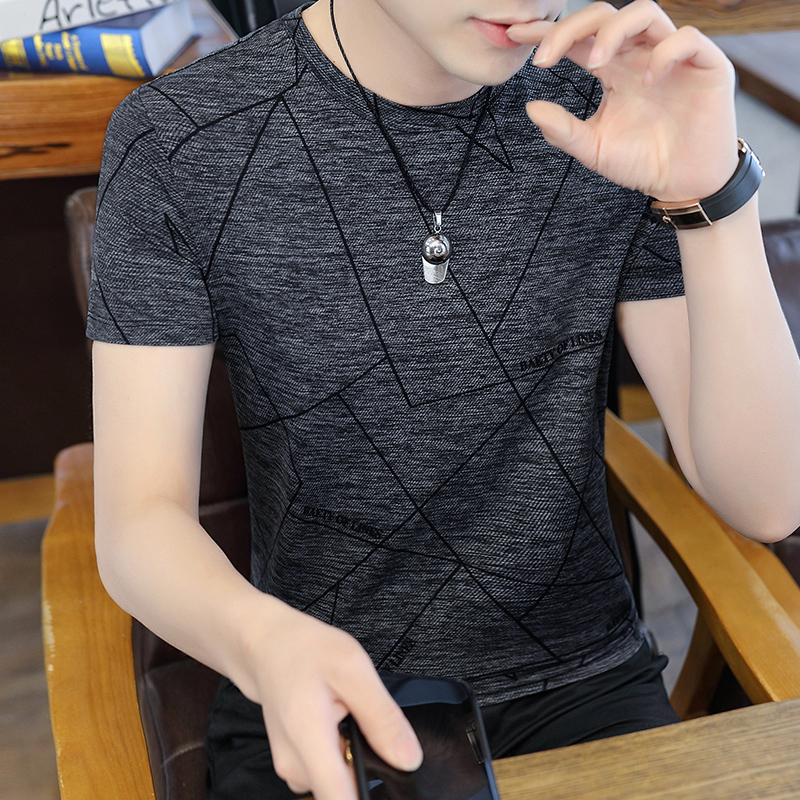 男士冰丝短袖T恤2022新款夏季薄款半袖体恤打底小衫上衣潮流男装