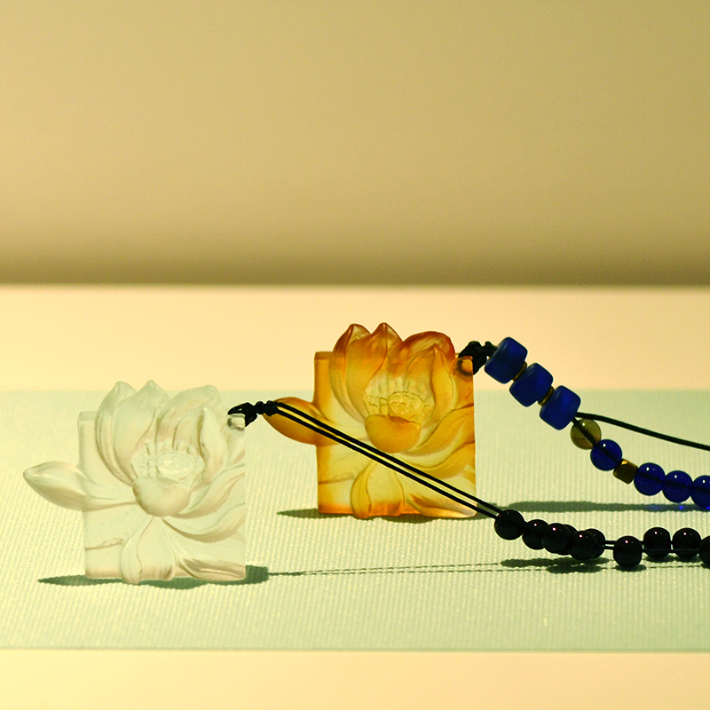 琉璃艺术家梁明毓方荷琉璃香插饰品挂坠摆件茶针架茶席搭配