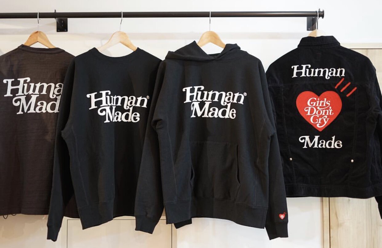 humanmadegirlsdoncry新款字母连帽加绒情侣卫衣