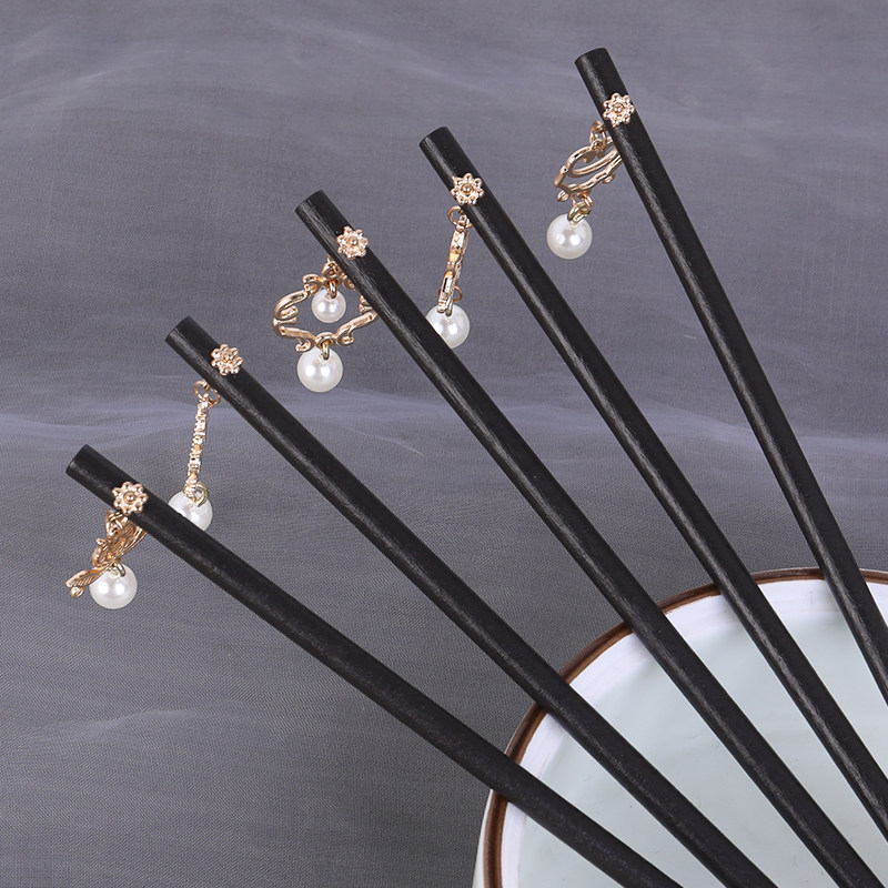 简约现代木质步摇发簪古风盘发木簪女日常挽发发饰