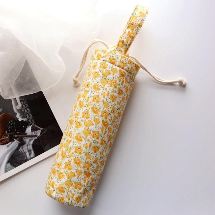 手作布艺杯套温暖花朵500ml保温杯保护套杯子便携杯套